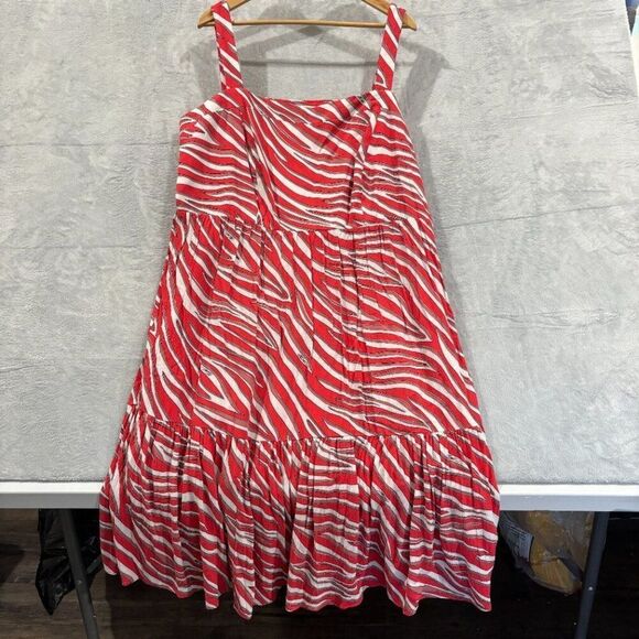 NWT Michael Kors Soft Zebra Midi Dress 2X Straps Pink White Plus Size - Picture 2 of 7